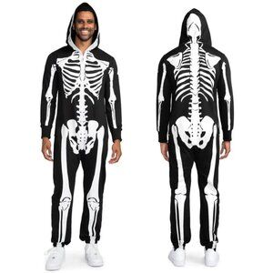 Tipsy Elves Men's Skeleton Hooded Jumpsuit Onesie Costume NWT Size Medium